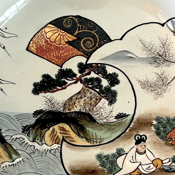 Japanese Kutani Porcelain Bowl Large Hand Painted In The Early 20th Cent… - Picture 7 of 16